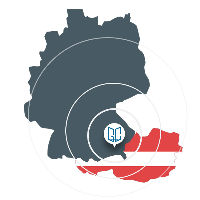 Ansicht Karte Deutschland und Österreich mit Standort Glenc GMBH